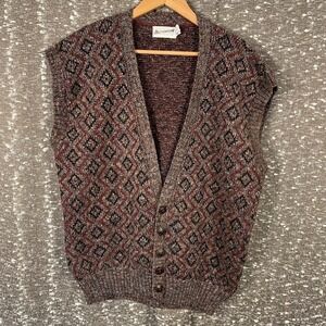Vintage Directions USA Knit Sweater Vest Wool Blend Grandpacore Men's XL